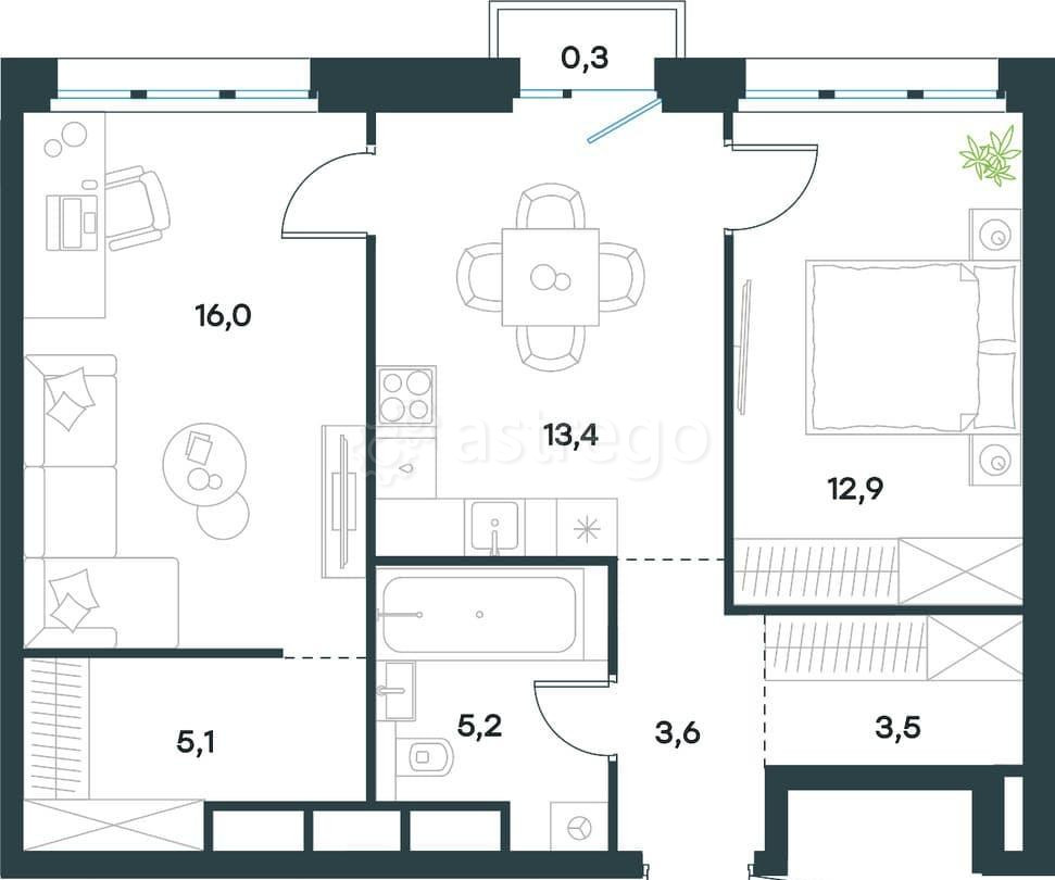 2-комн. квартира, 60 м2, 4/40 эт. Москва - изображение 1