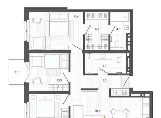 4-комн. квартира, 88.89 м2, 7/9 эт. Барнаул