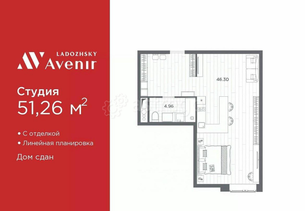 1-комн. апарт-ы, 51.26 м2, 4/14 эт. Санкт-Петербург - изображение 7