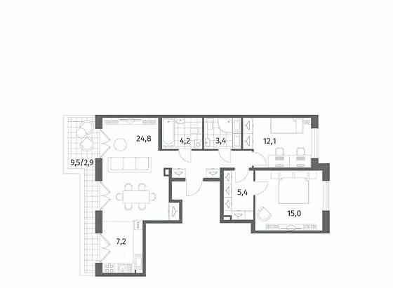 3-комн. квартира, 81.9 м2, 8/8 эт. Санкт-Петербург