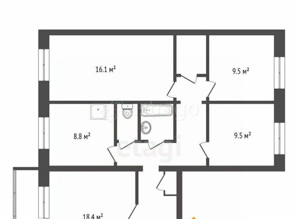 4-комн. квартира, 82 м2, 2/10 эт. Красноярск - изображение 4