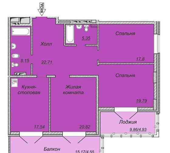 3-комн. квартира, 121.64 м2, 4/22 эт. Красноярск