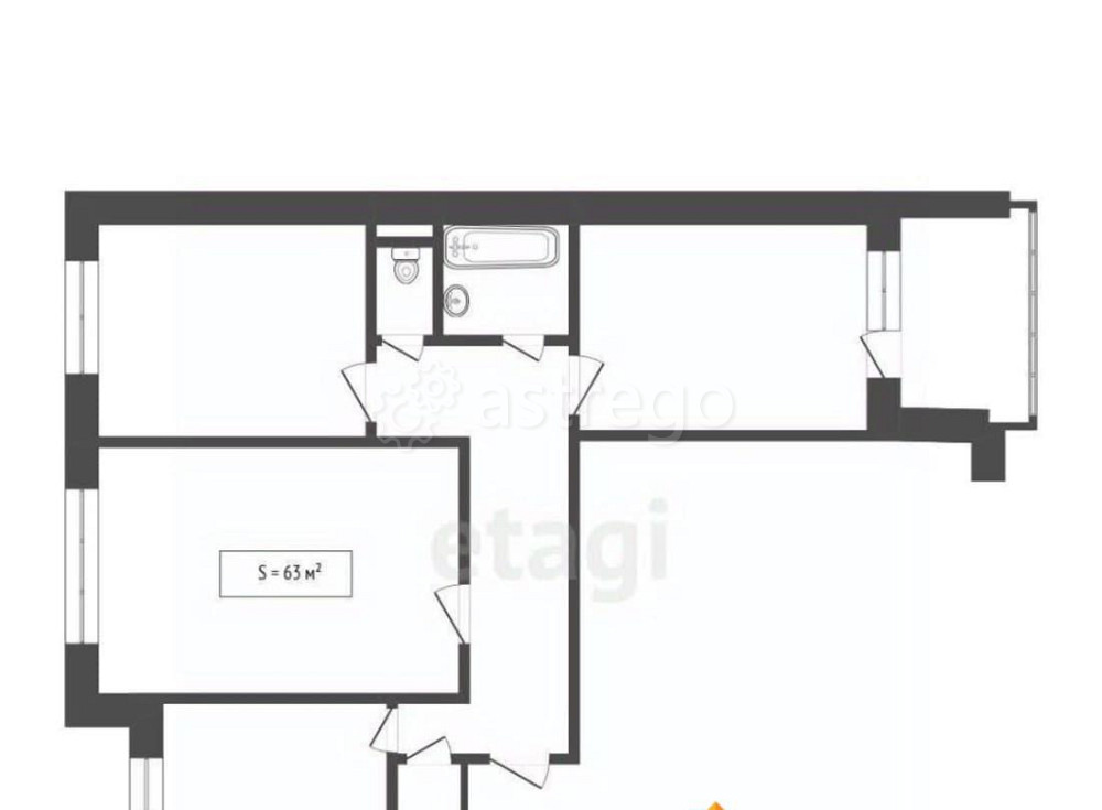 3-комн. квартира, 63 м2, 2/9 эт. Бийск - изображение 7