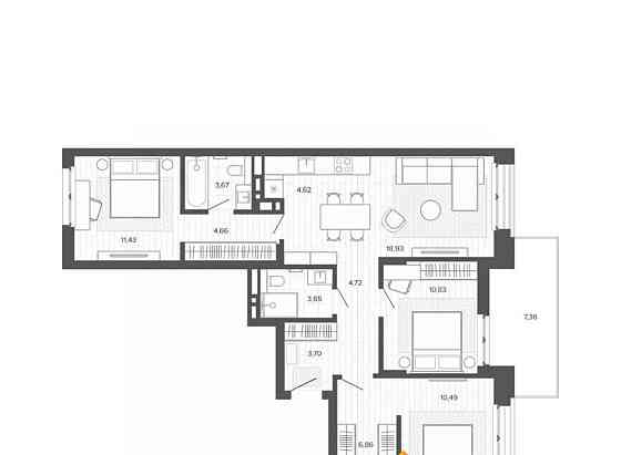 4-комн. квартира, 90.94 м2, 7/9 эт. Барнаул
