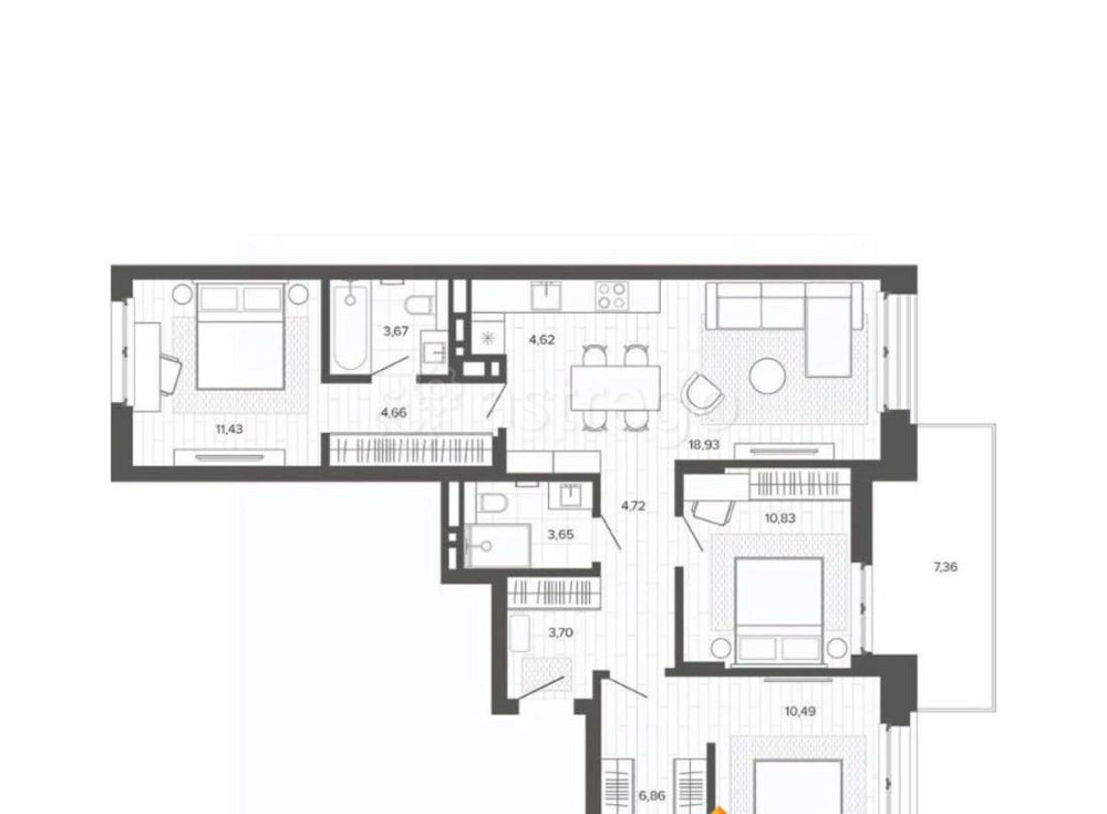 4-комн. квартира, 90.94 м2, 7/9 эт. Барнаул - изображение 1