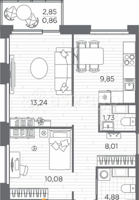 3-комн. квартира, 64.3 м2, 3/5 эт. Санкт-Петербург - изображение 1