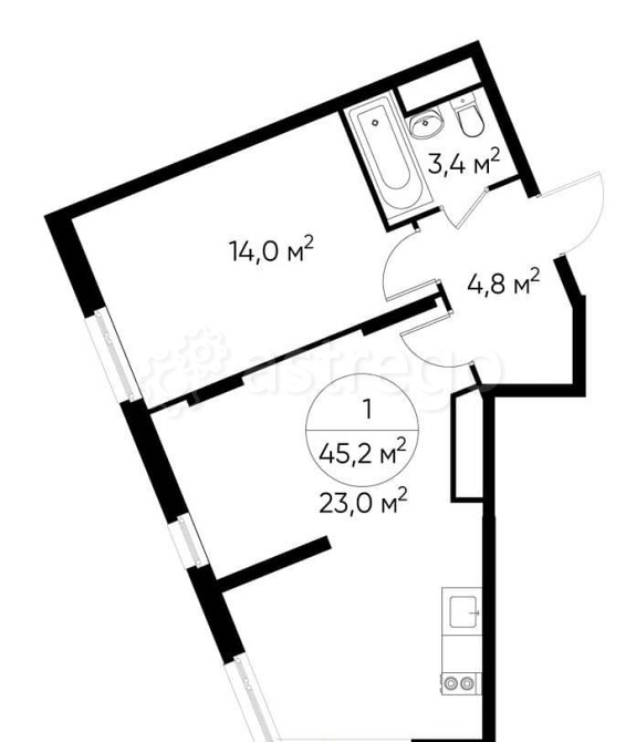 1-комн. квартира, 45 м2, 17/17 эт. Москва - изображение 1
