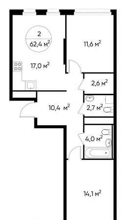 2-комн. квартира, 62 м2, 6/17 эт. Москва