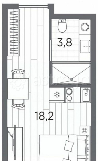 1-комн. апарт-ы, 22 м2, 4/13 эт. Санкт-Петербург - изображение 1