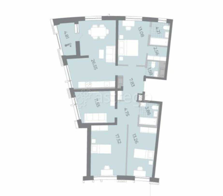4-комн. квартира, 109.6 м2, 4/16 эт. Санкт-Петербург - изображение 5