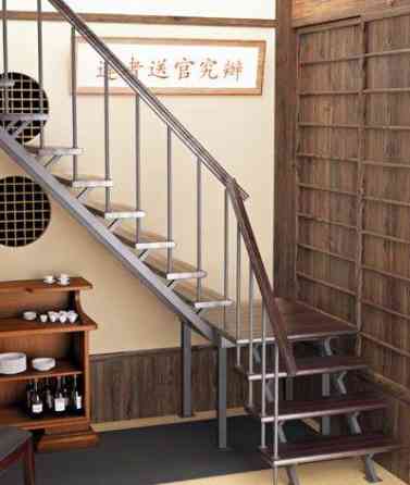 Модульная лестница на металлическом каркасе поворот на 90 (h=2970 мм) ЛЕС-05-3 Новосибирск