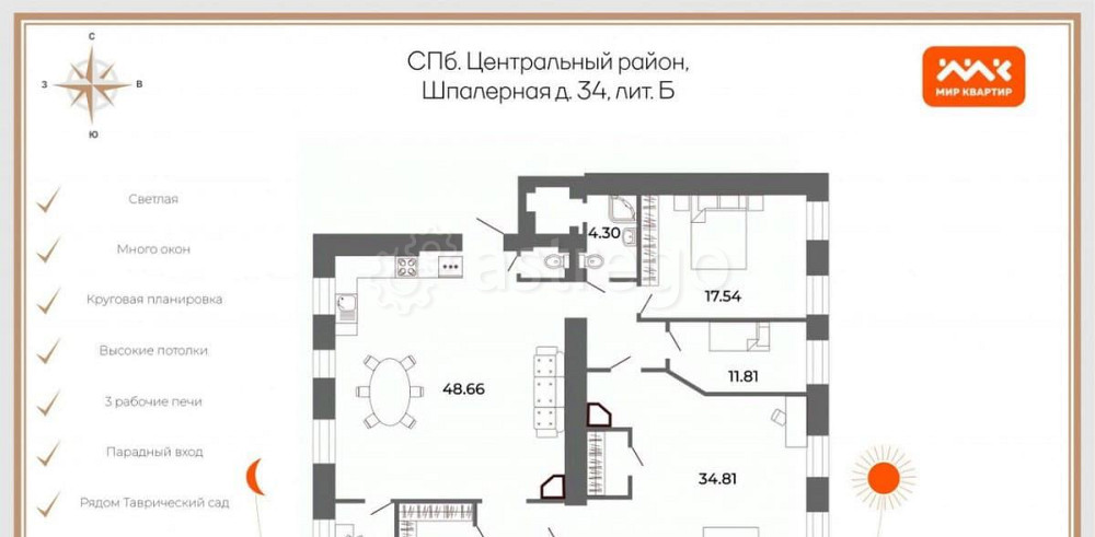 3-комн. квартира, 149 м2, 3/6 эт. Санкт-Петербург - изображение 7