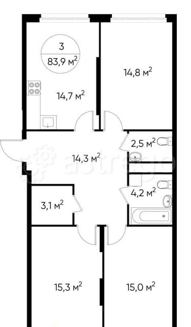 3-комн. квартира, 83 м2, 3/17 эт. Москва - изображение 1