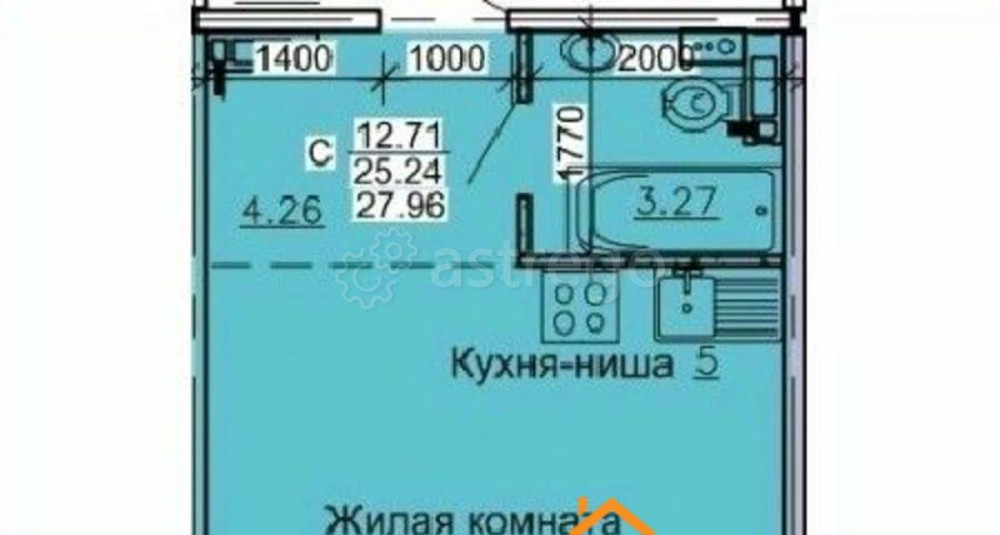 Студия, 27.96 м2, 6/10 эт. Барнаул - изображение 1