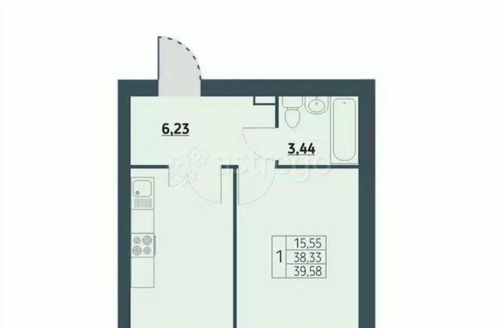 1-комн. квартира, 39.5 м2, 9/9 эт. Красноярск - изображение 1