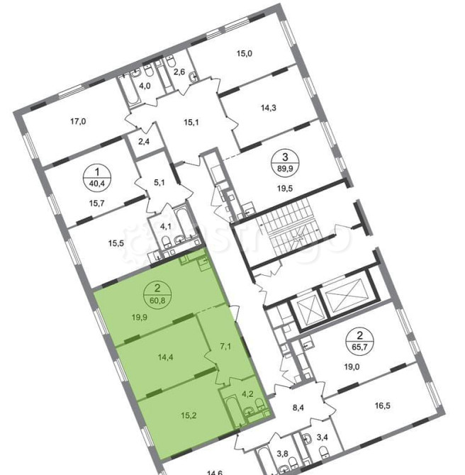 2-комн. квартира, 60 м2, 17/17 эт. Москва - изображение 4