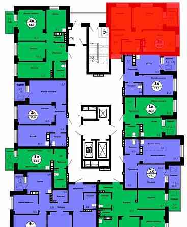 2-комн. квартира, 50 м2, 25/26 эт. Красноярск