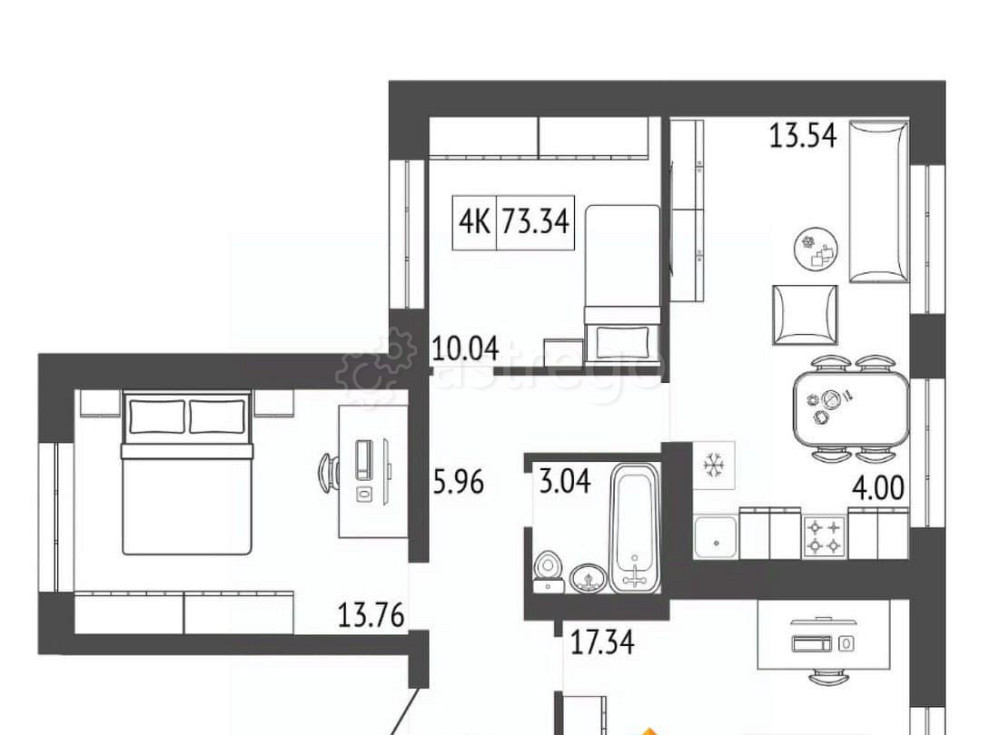 4-комн. квартира, 73.34 м2, 4/17 эт. Красноярск - изображение 1