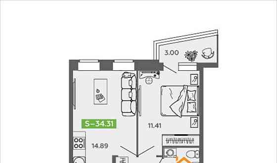 1-комн. квартира, 34.31 м2, 8/9 эт. Северодвинск