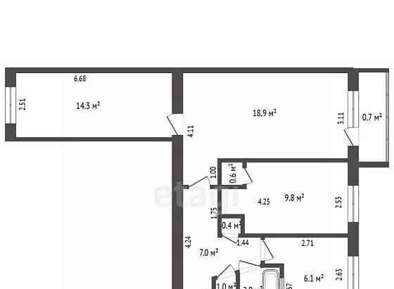 3-комн. квартира, 60.8 м2, 4/5 эт. Луховицы