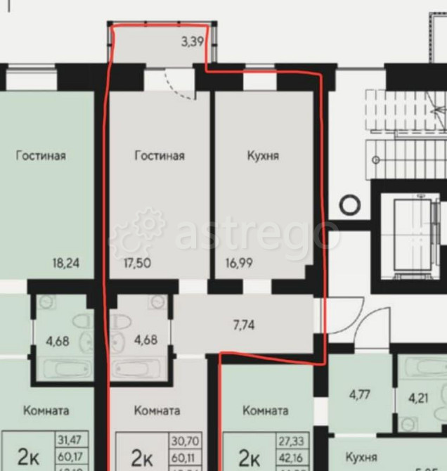 2-комн. квартира, 60 м2, 5/8 эт. Красноярск - изображение 4