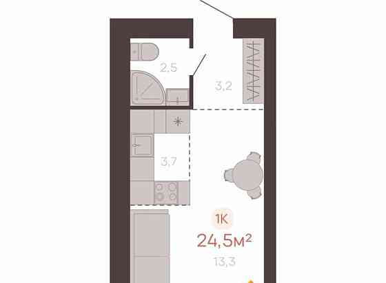 1-комн. квартира, 24.7 м2, 1/1 эт. Новоалтайск
