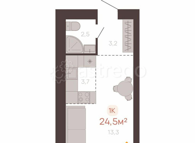 1-комн. квартира, 24.7 м2, 1/1 эт. Новоалтайск - изображение 1