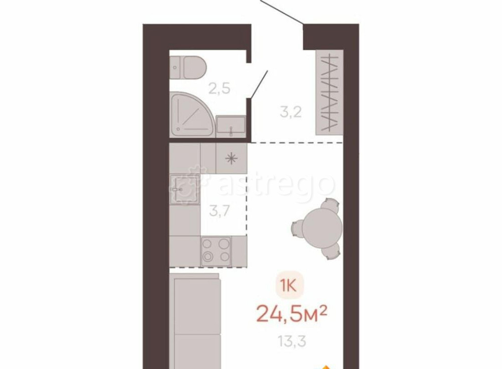 1-комн. квартира, 24.7 м2, 1/1 эт. Новоалтайск - изображение 1