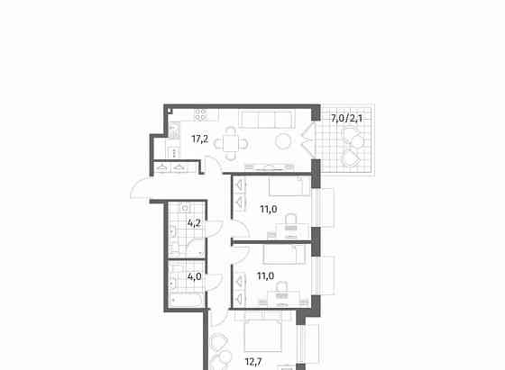 3-комн. квартира, 76.5 м2, 1/8 эт. Санкт-Петербург