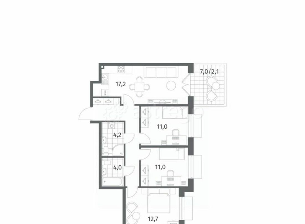 3-комн. квартира, 76.5 м2, 1/8 эт. Санкт-Петербург - изображение 4