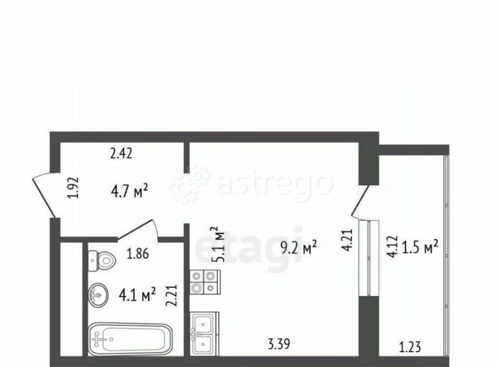 Студия, 23.1 м2, 14/25 эт. Одинцово - изображение 6