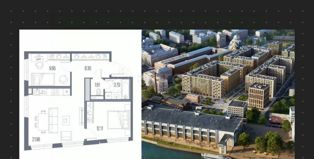 2-комн. квартира, 57.95 м2, 4/10 эт. Санкт-Петербург - изображение 1
