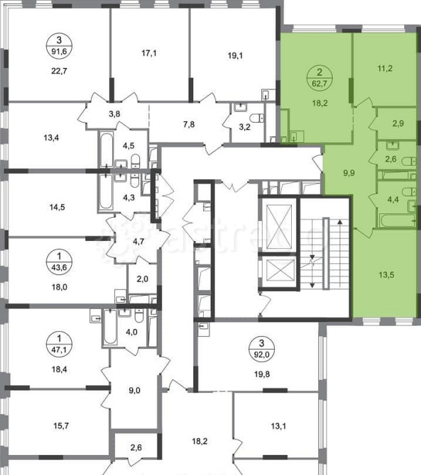 2-комн. квартира, 62 м2, 11/17 эт. Москва - изображение 3