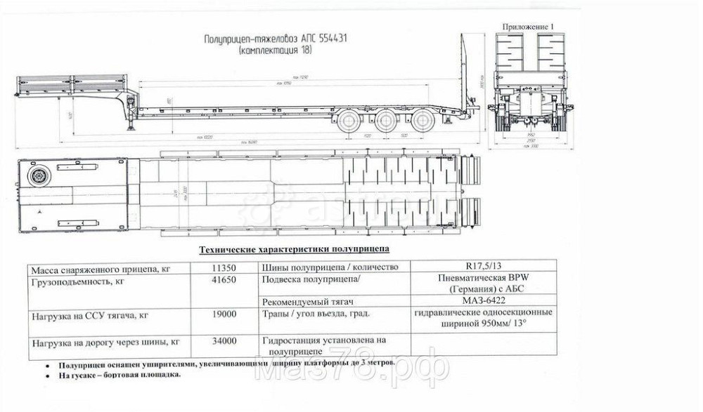 Полуприцеп-тяжеловоз АПС 554431 комплектация 18 Стройремавто Санкт-Петербург - изображение 1