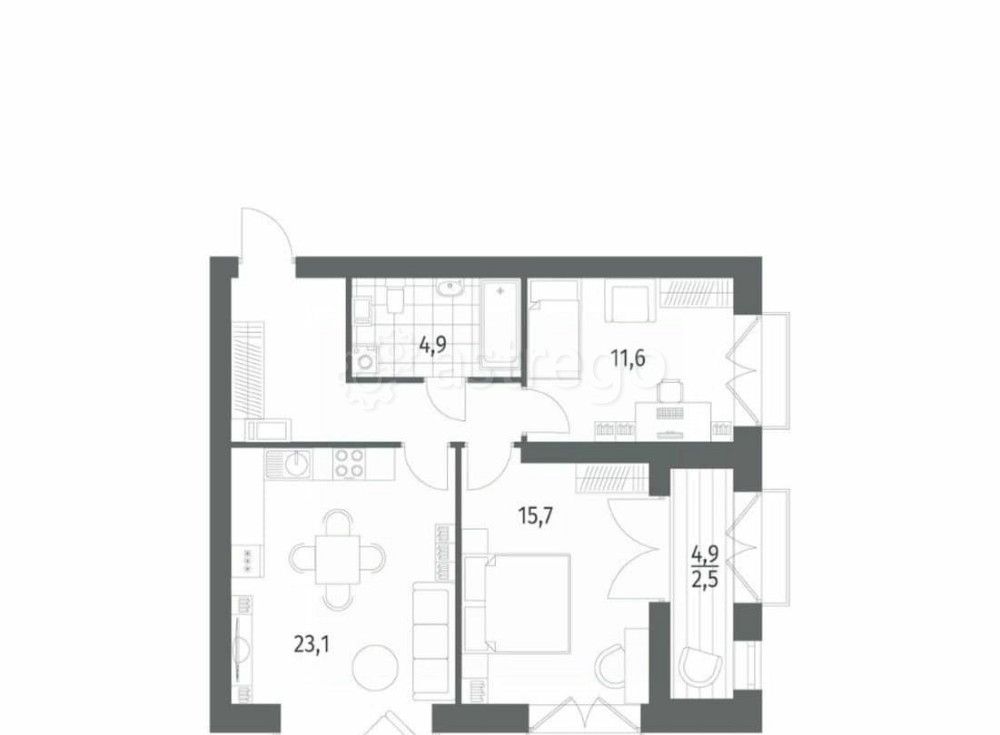 2-комн. квартира, 67.37 м2, 11/11 эт. Санкт-Петербург - изображение 7
