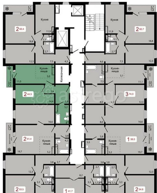 2-комн. квартира, 44.5 м2, 10/17 эт. Красноярск - изображение 5