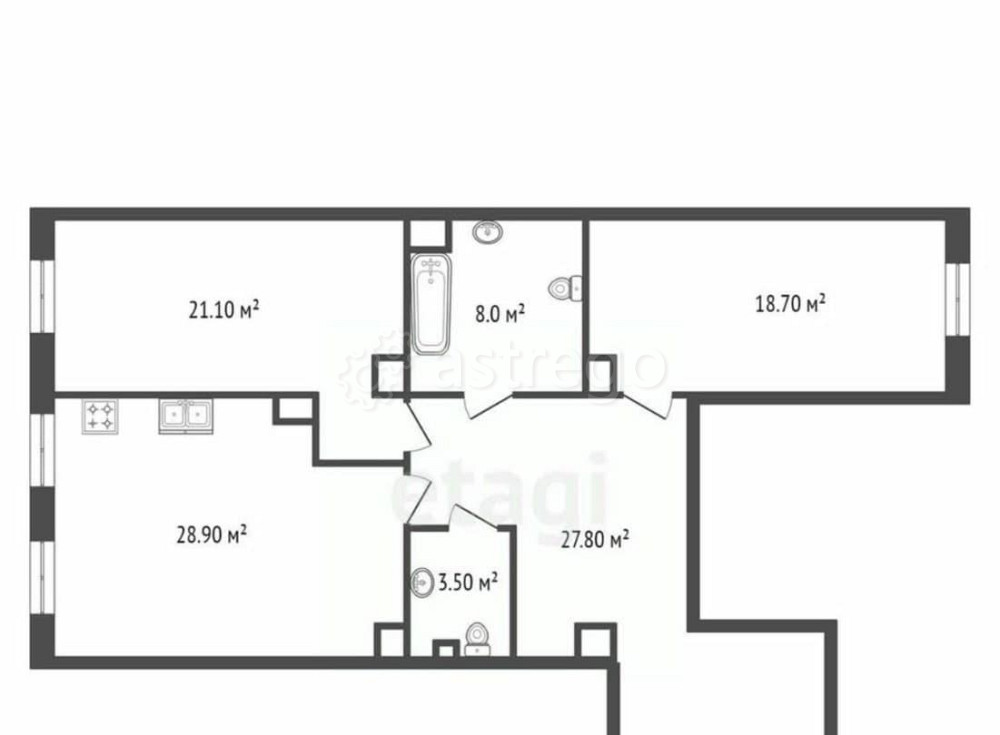 2-комн. квартира, 110.7 м2, 2/4 эт. Санкт-Петербург - изображение 3