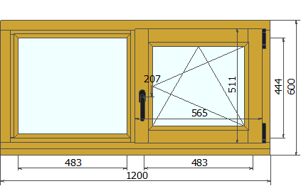 Окно деревянное для бани из лиственницы 600х1200 мм Москва