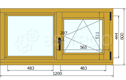 Окно деревянное для бани из лиственницы 600х1200 мм Москва - изображение 1