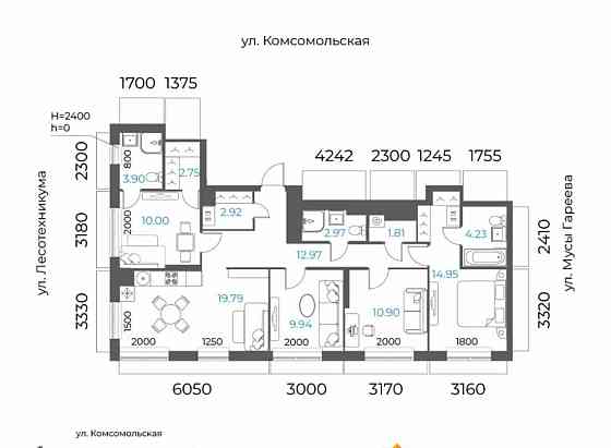 5-комн. квартира, 97.13 м2, 32/32 эт. Уфа