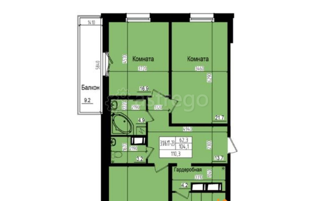 3-комн. квартира, 110.3 м2, 18/23 эт. Санкт-Петербург - изображение 1