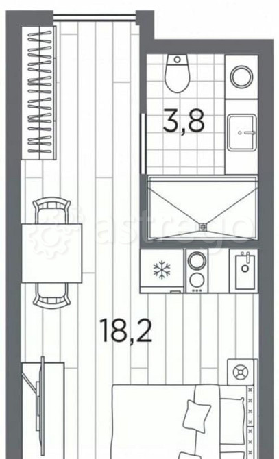 1-комн. апарт-ы, 22 м2, 2/13 эт. Санкт-Петербург - изображение 1