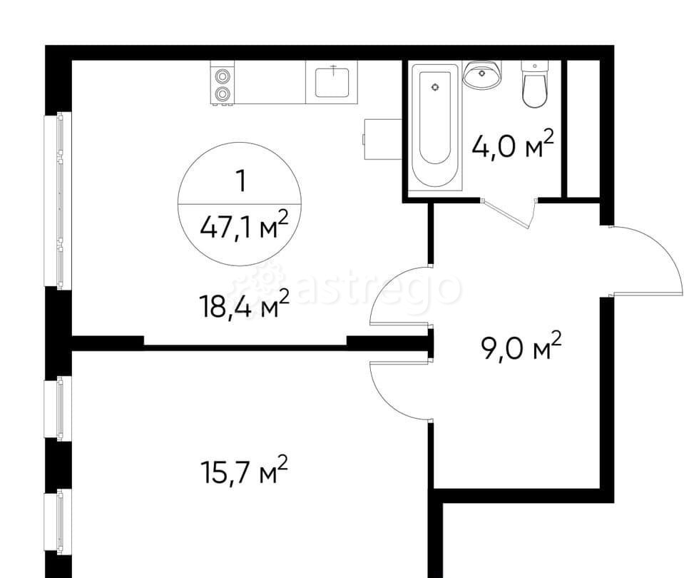 1-комн. квартира, 47 м2, 11/17 эт. Москва - изображение 1