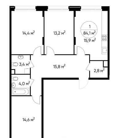 3-комн. квартира, 84 м2, 2/17 эт. Москва
