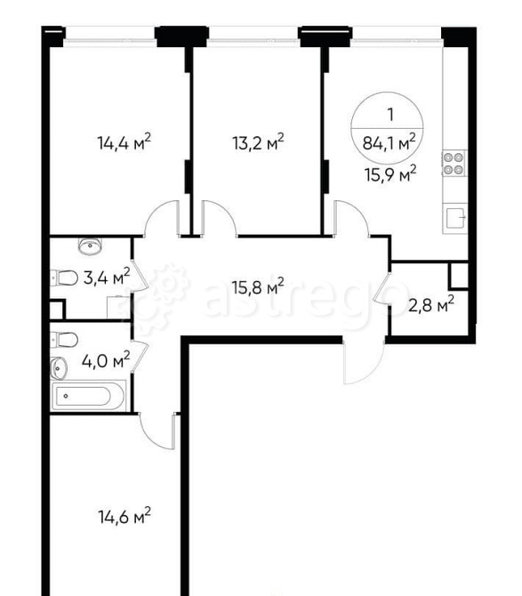 3-комн. квартира, 84 м2, 2/17 эт. Москва - изображение 1