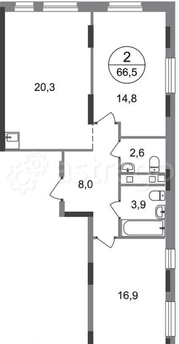2-комн. квартира, 66 м2, 11/17 эт. Москва - изображение 1