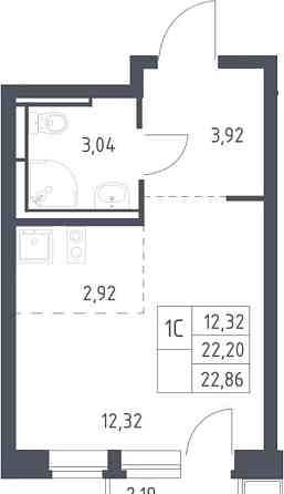 Студия, 22.86 м2, 12/12 эт. Москва