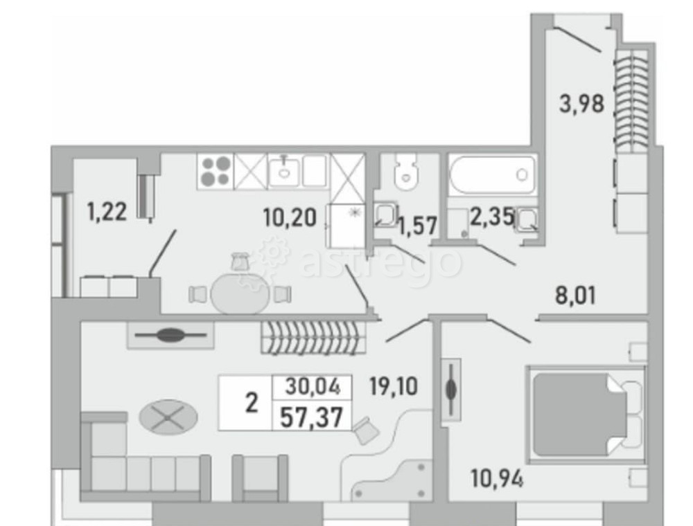 2-комн. квартира, 54 м2, 15/25 эт. Уфа - изображение 2