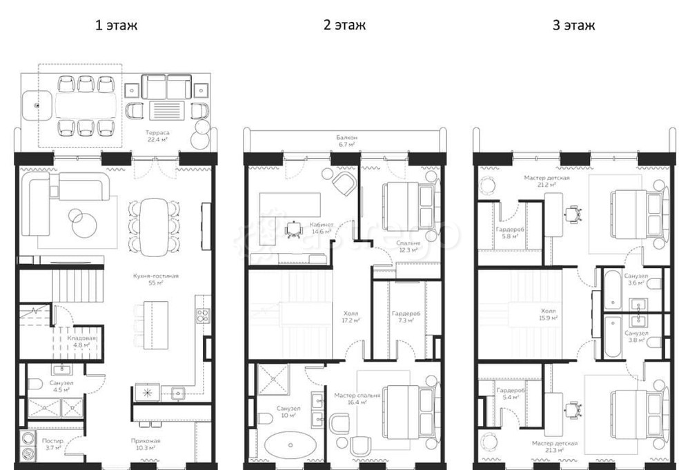 Таунхаус, 236.7 м2, 3 эт. Москва - изображение 1