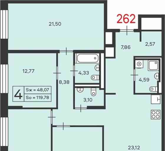 4-комн. квартира, 119.78 м2, 6/14 эт. Москва